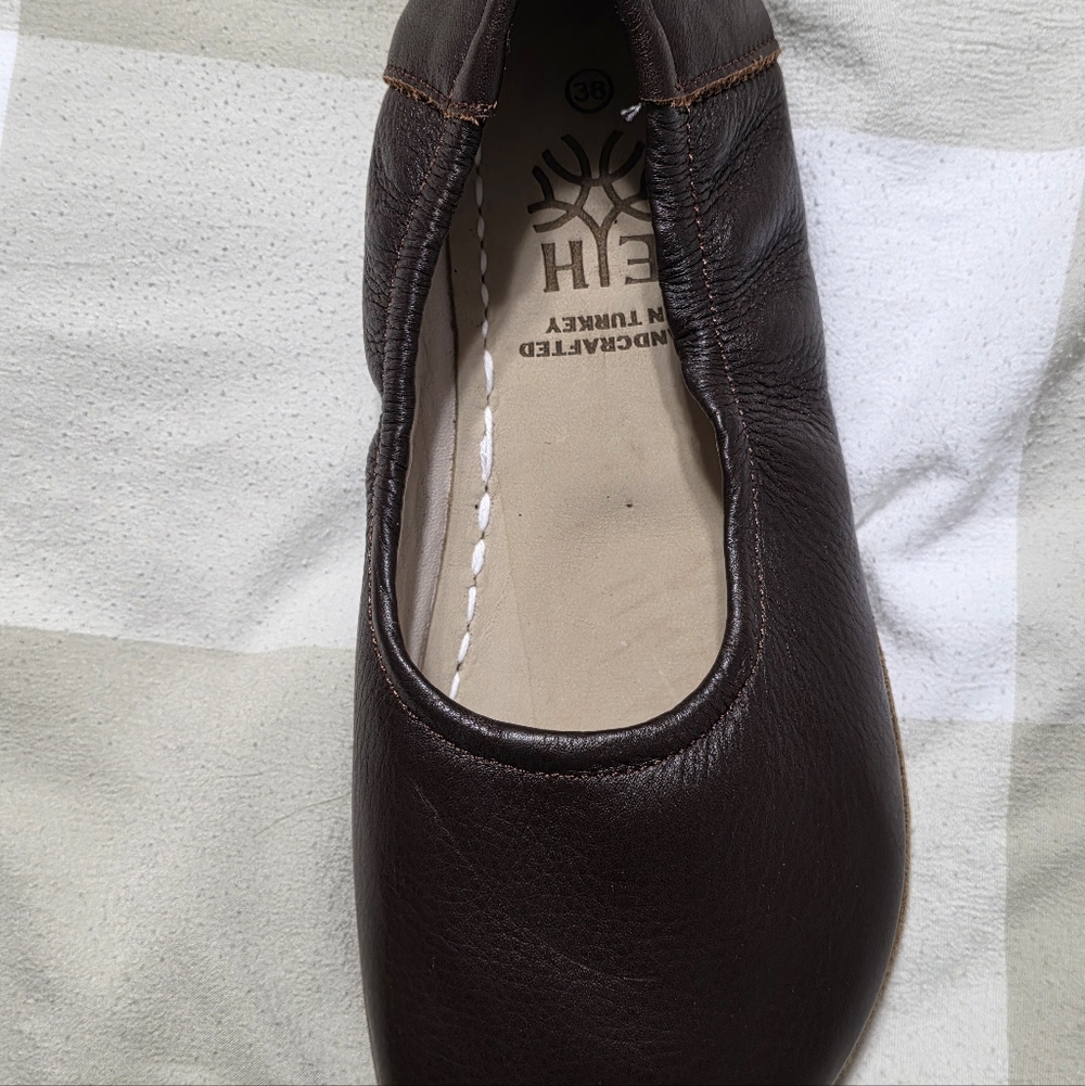 Earthing Harmony Elegant Brown Leather "Grounding" Ballet Flats - Picture 7 of 15